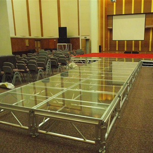 6 piezas de diseño de escenario de vidrio templado para iglesia portátil de aluminio cuadrado al aire libre 3,66x2,44 m